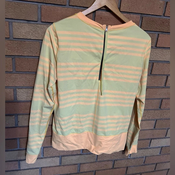 Lululemon Womens Mellow Yellow Striped Run Warm Up Crew Long Sleeve Zip Size 10 - Picture 4 of 5